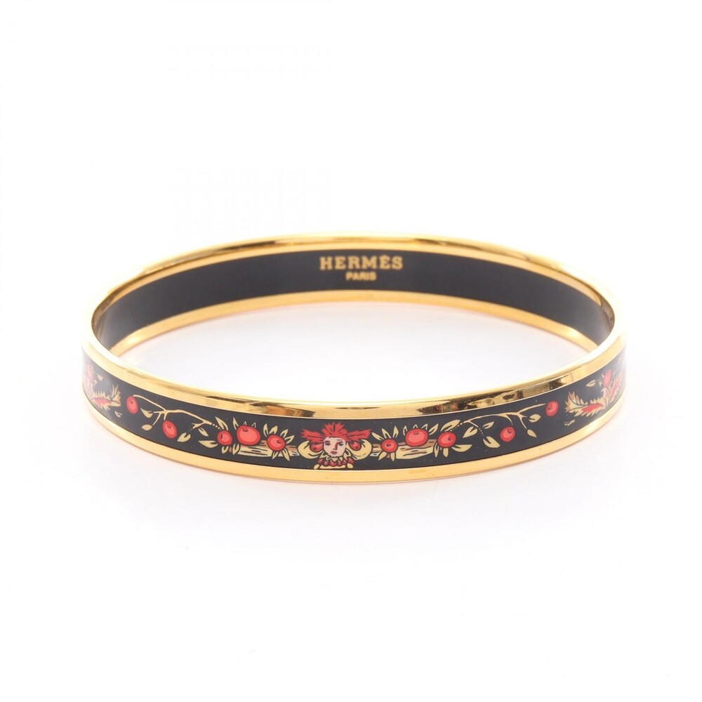 Hermes Emaille Pm Bangle Bracelet Gold #356702H41B
